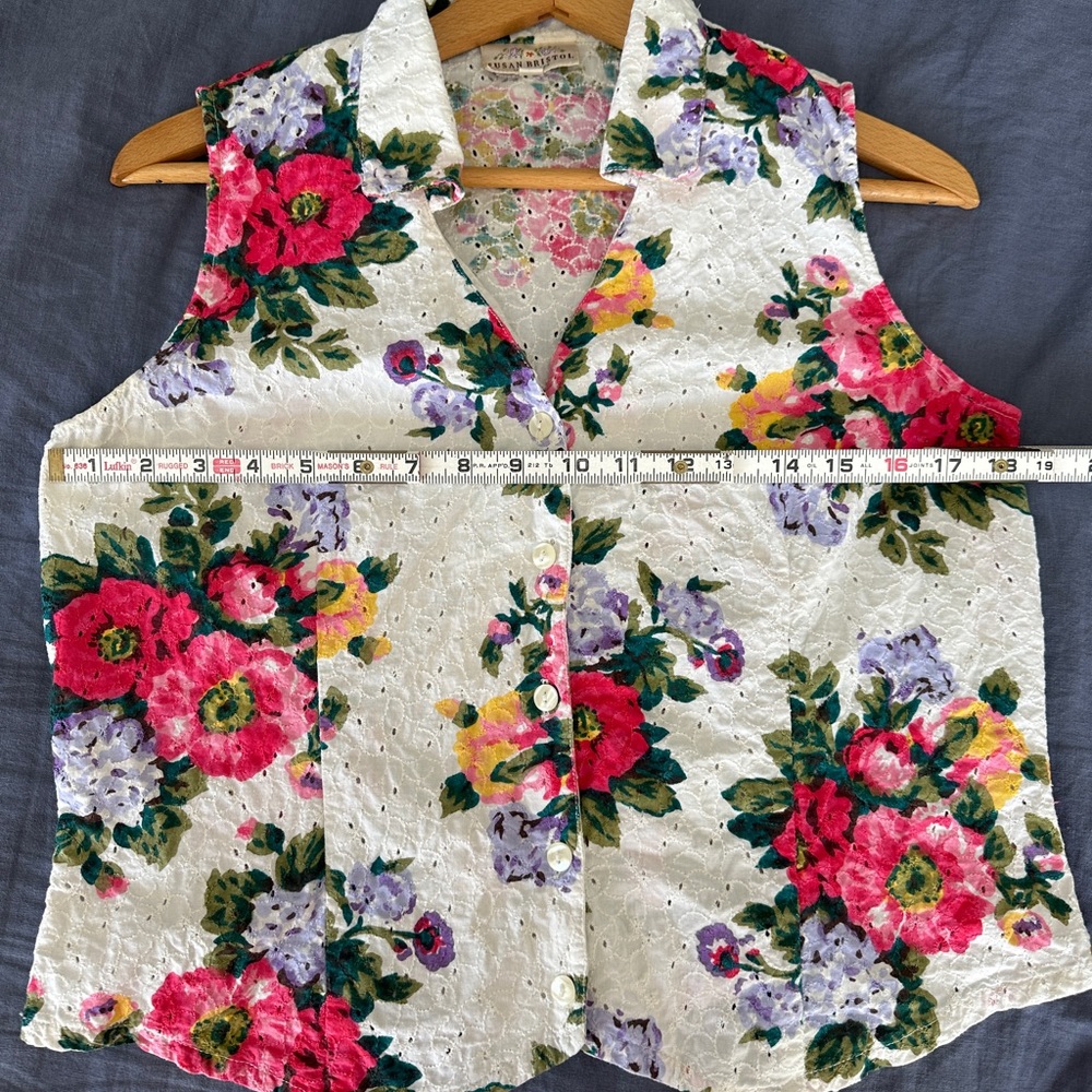 Vintage Susan Bristol Floral Embroidered Sleeveless Top - Picture 10 of 11